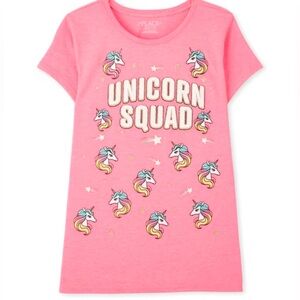 Girls UNICORN SQUAD Short Sleeve Shirt Size 10/12 Large NEW WITH TAGS